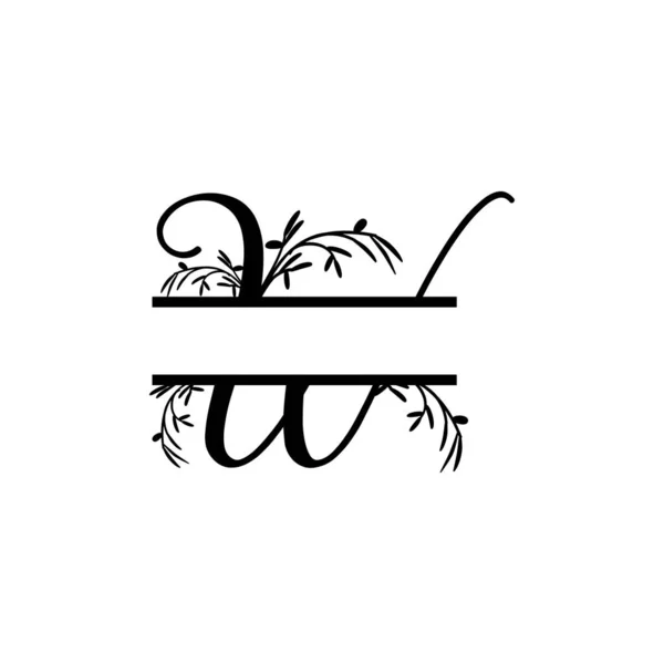 初w装饰植物单字分裂字母向量 — 图库矢量图片