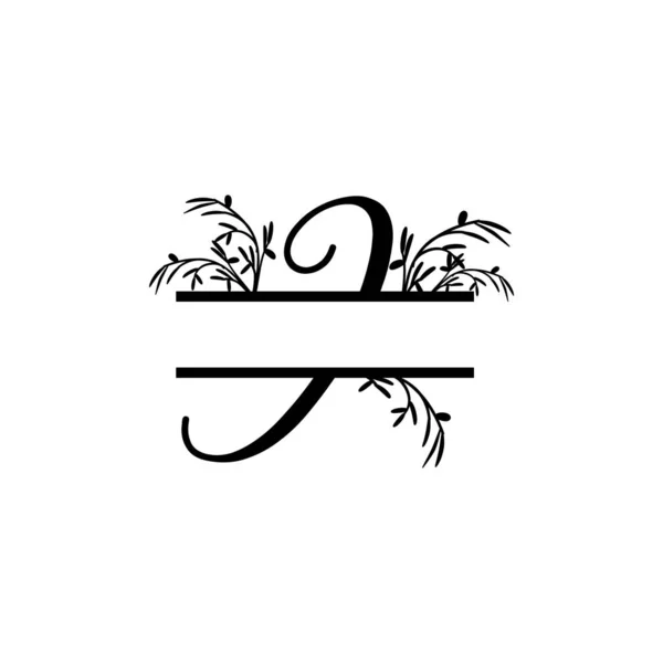 Initial i decorative plant monogram split letter vector — Stock vektor