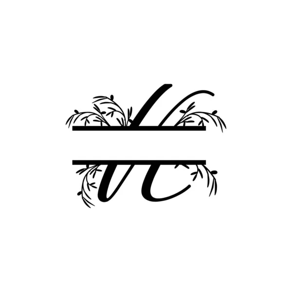 Initiale k dekorative Pflanze Monogramm geteilt Buchstabenvektor — Stockvektor