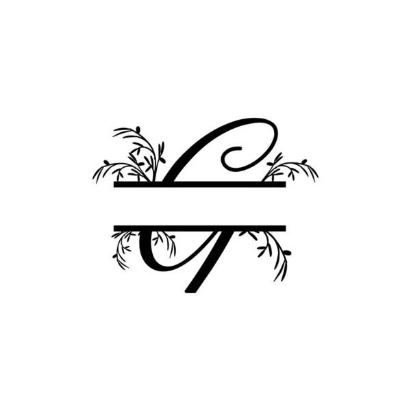 Initial g decorative plant monogram split letter vector — 스톡 벡터