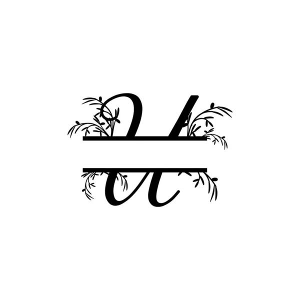 Initial u decorative plant monogram split letter vector — Stock vektor