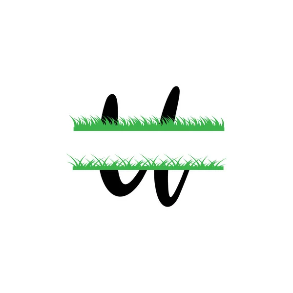 Początkowy u trawa monogram podzielone litera wektor izolowany — Wektor stockowy