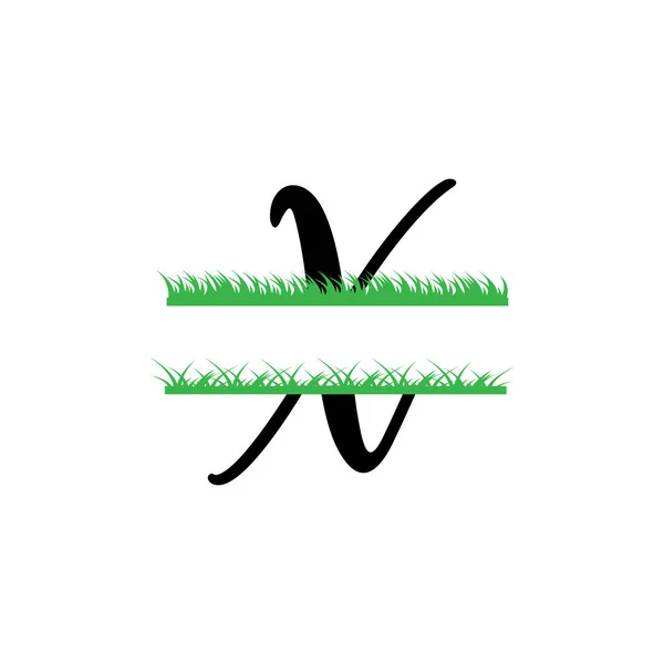 Początkowy x trawa monogram podzielona litera wektor izolowany — Wektor stockowy