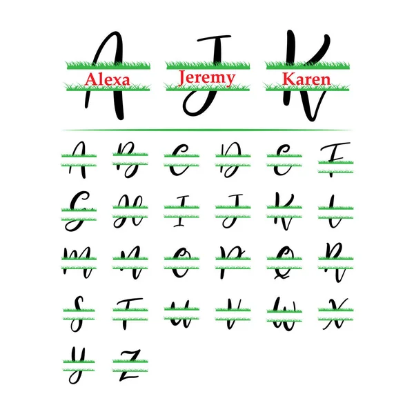 Satz von anfänglichem Gras Monogramm Split Letter Vektor isoliert — Stockvektor