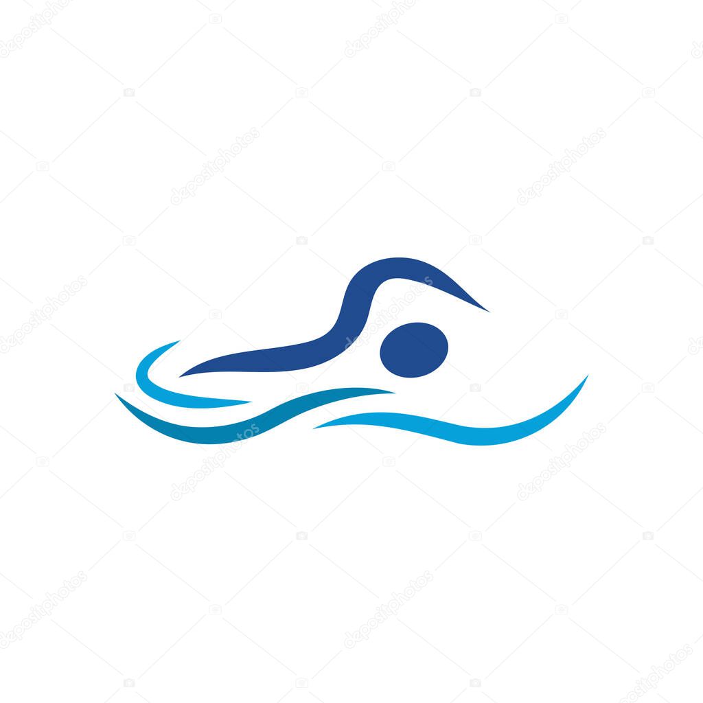 Swimming man icon design template vector isolated