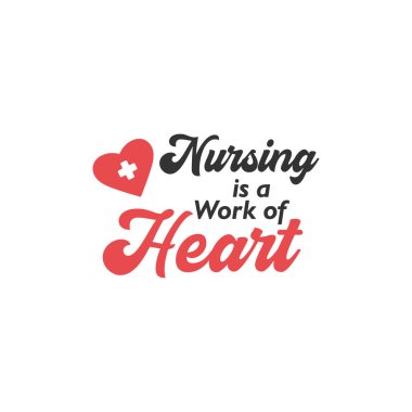 Hemşire harfleri tipografiden alıntı yapıyor. Hemşirelik bir kalp işidir.