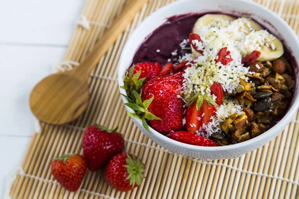 Acai Bowl Strawberries — Stock Photo, Image