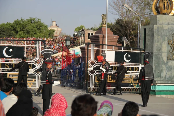 Indisk Pakistanska Gränsen Pakistanska Rangers Wagah Gränsen Pakistan Wikström 2013 — Stockfoto