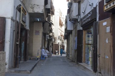 Dükkanlar ve alışveriş içinde eski çarşı (Balad) Cidde, Suudi Arabistan, 02-07-2015