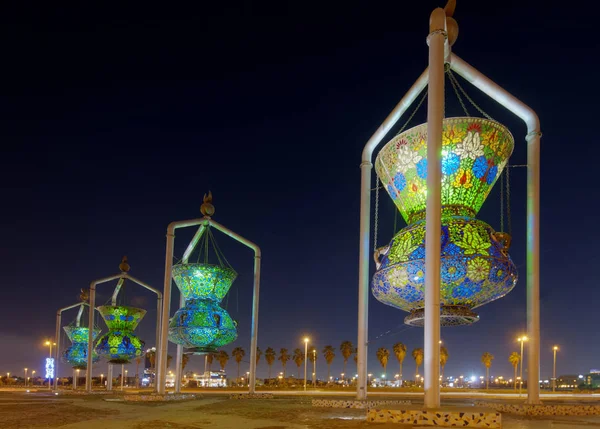 Jeddah Landmark, Islamic Design Monument Antique Lights Sculpture, Saudi Arabia