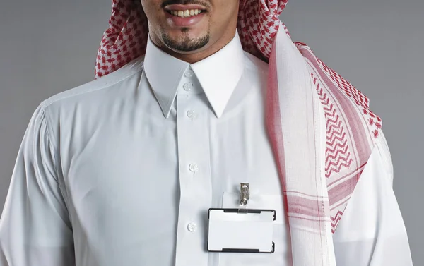 Saudi Man Torso With an Isolated Badge on His Chest — Stock Photo, Image