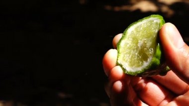 Yavaş çekim bergamot suya düşüyor.