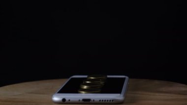 stop motion coin yığınları akıllı telefon, iş büyümesi ve başarı artışı