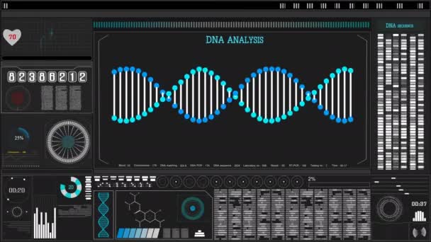 Dna Sekvence Modrá Dna Struktura Září Vědecké Zázemí Futuristická Technologie — Stock video