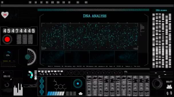 Sequência Adn Estrutura Adn Azul Com Brilho Antecedentes Tecnologia Futurista — Vídeo de Stock