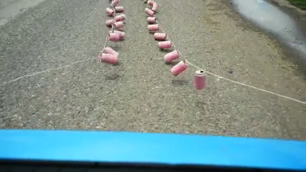 Carro Casamento Estrada Amor — Vídeo de Stock