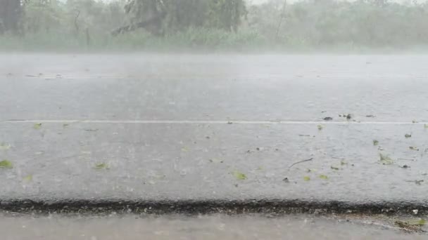 Coche Conducción Carretera Tormenta Lloviendo — Vídeos de Stock