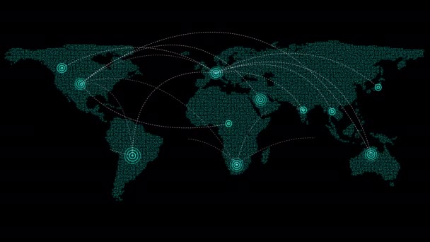 Hud Technologie Contexte Mondial Cybertechnologie Des Données Numériques Fond Numérique — Video