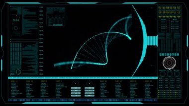 DNA dizisi, parıltılı mavi DNA yapısı. Bilim geçmişi. Fütürist teknoloji. metin için alanı olan koyu mavi arkaplan