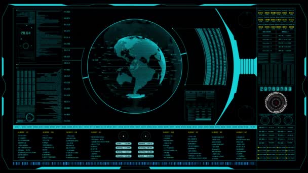 Hud Fondo Mundial Tecnología Cibernética Datos Digitales Fondo Digital Abstracto — Vídeos de Stock