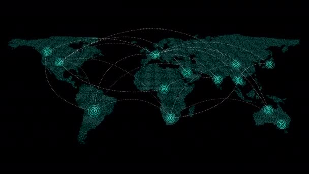 Hud Världens Digitala Data Cyberteknik Bakgrund Digital Bakgrund Abstrakt Mörkblå — Stockvideo