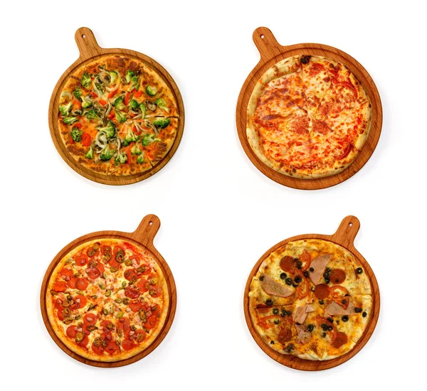 Набір піци ізольовано на білому — стокове фото