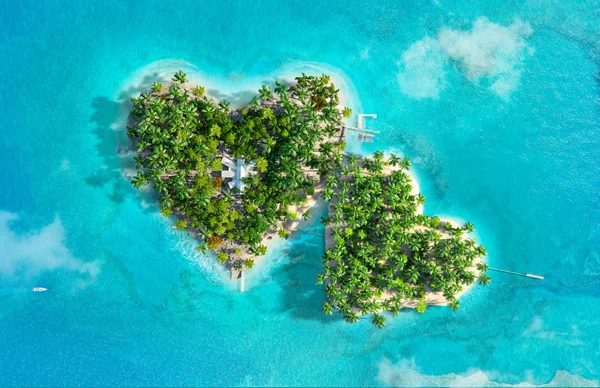 Ilhas tropicais em forma de dois corações — Fotografia de Stock