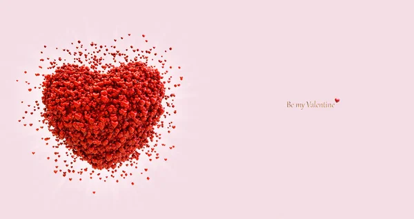Großes Herz bestehend aus kleinen Herzen. Valentin-Tageskarte. — Stockfoto