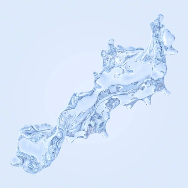 Water splash met waterdruppeltjes geïsoleerd. 3D illustratie — Stockfoto