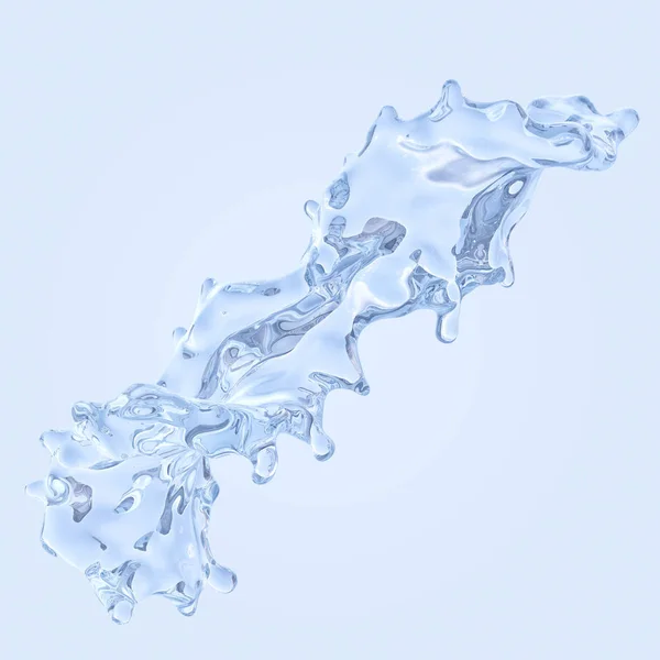 Spruzzi d'acqua con gocce d'acqua isolate. Illustrazione 3D — Foto Stock