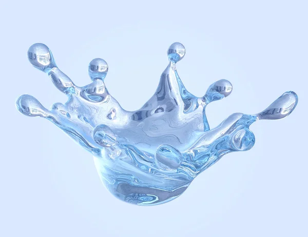 Брызги воды с водяными капельками изолированы. 3D иллюстрация — стоковое фото