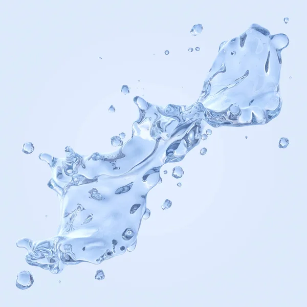 Vattenstänk med vattendroppar isolerade. 3D illustration — Stockfoto