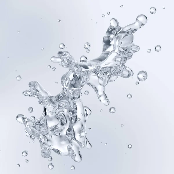 물 물방울 절연 스플래시입니다. 3 차원 일러스트 레이 션 — 스톡 사진