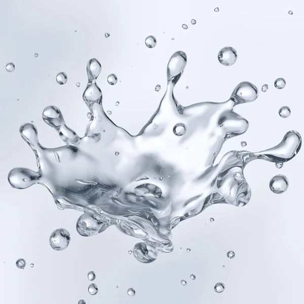 分離した水滴を水のしぶき。3 d イラストレーション — ストック写真