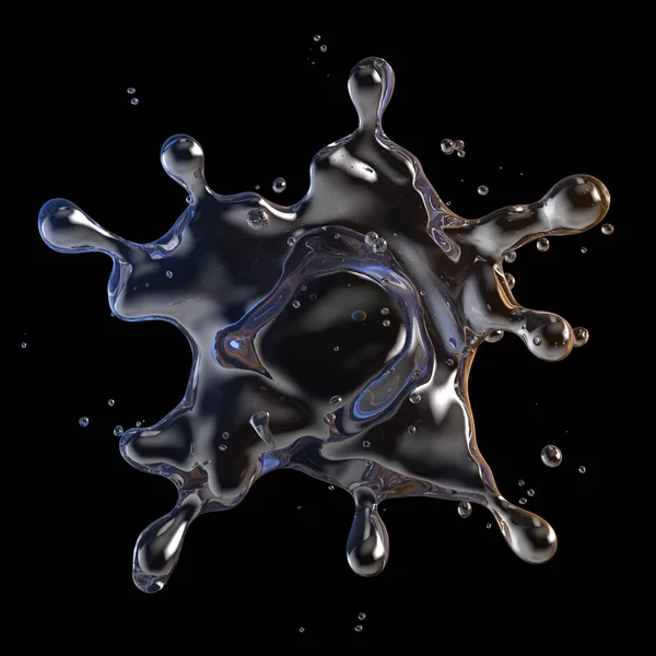 Splash Water με σταγονίδια νερού που απομονώνονται. 3D απεικόνιση — Φωτογραφία Αρχείου
