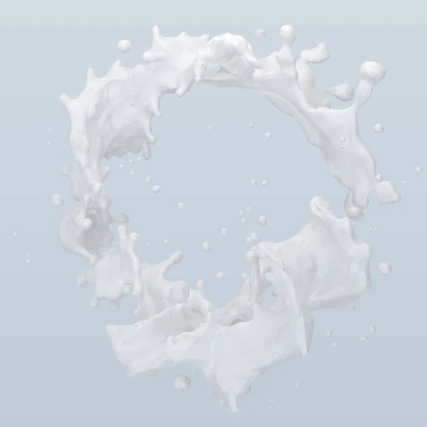 Yoghurt plons met druppels geïsoleerd. 3D illustratie — Stockfoto