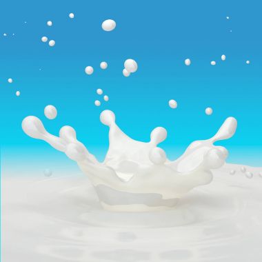 Süt sıçrama izole damlacıkları ile. 3D çizim