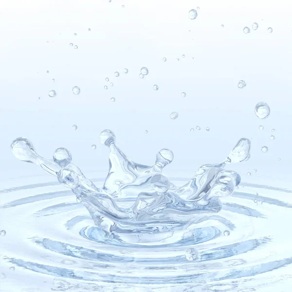 Salpicos de água com gotas de água isoladas. Ilustração 3D — Fotografia de Stock