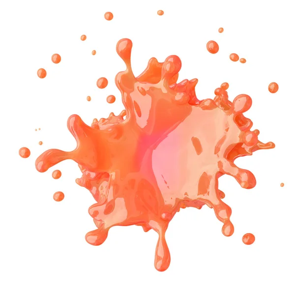 Juice splash med droppar isolerade. 3D illustration — Stockfoto