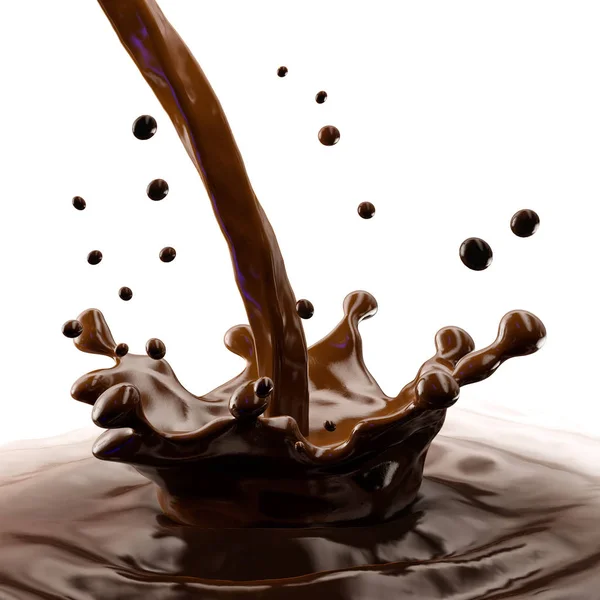 液滴分離とチョコレートのスプラッシュ。3 d イラストレーション — ストック写真