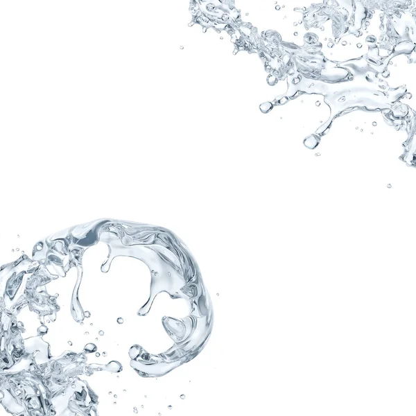 分離した水滴を水のしぶき。クリッピング パスを含めます。3 d イラストレーション — ストック写真