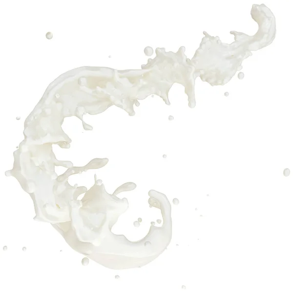 Fet mjölk eller yoghurt plask med droppar isolerade. 3D illustration — Stockfoto