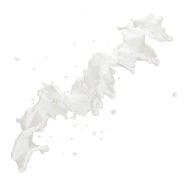 Fat milk or yogurt splash with droplets isolated.  Clipping path included. 3D illustration — Stock Photo, Image