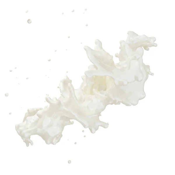 고립 된 작은 물방울 지방 우유 또는 요구르트 스플래시. 클리핑 경로 포함입니다. 3 차원 일러스트 레이 션 — 스톡 사진