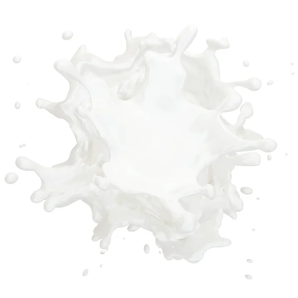 Fat milk or yogurt splash with droplets isolated.  Clipping path included. 3D illustration — Stock Photo, Image