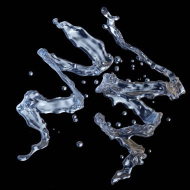 Su sarmal izole Su damlacıkları ile. 3D çizim