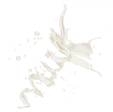 Süt veya yoğurt sıçrama izole damlacıkları ile. 3D çizim