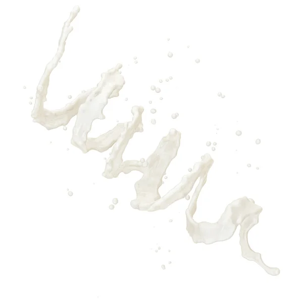 Mjölk eller yoghurt plask med droppar isolerade. 3D illustration — Stockfoto
