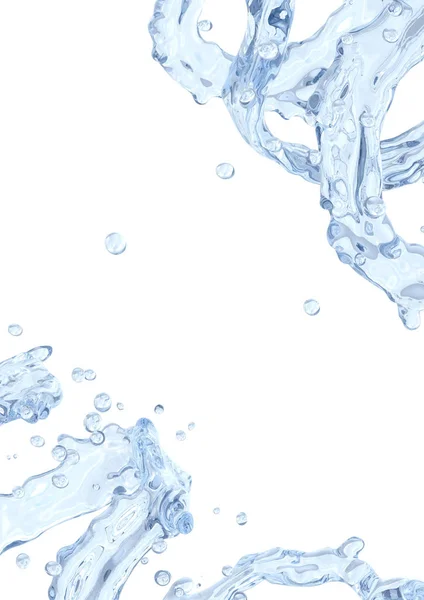 Víz-splash vízcseppek elszigetelt. Folyékony sablon elemet. 3D-s illusztráció. — Stock Fotó