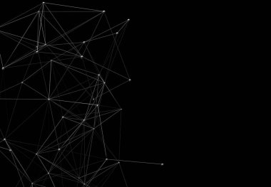 Noktalar ve çizgiler oluşan poligonal pleksus şekillerle fütüristik arka plan. 3D çizim